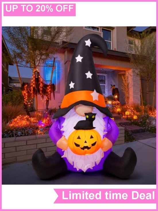 Other - 5FT Halloween Inflatable Gnome with Pumpkin Blow Up Yard Decor LED Lighted